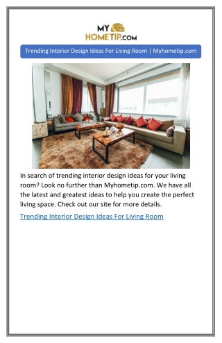 Trending Interior Design Ideas For Living Room | Myhometip.com