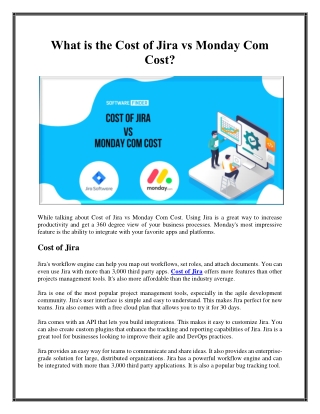 What is the Cost of Jira vs Monday Com Cost?