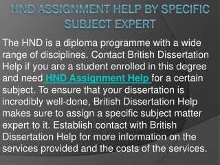 HND Assignment Help By Specific Subject Expert