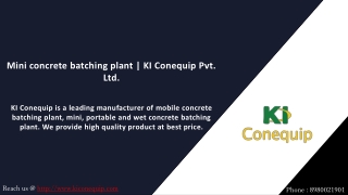 Mini concrete batching plant | KI Conequip Pvt. Ltd.