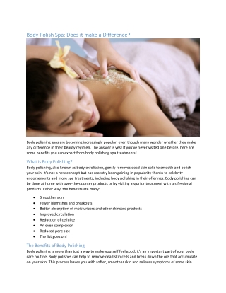 Body Polish Spa: Does it make a Difference?