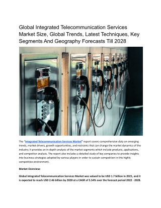 Global Integrated Telecommunication Services Market Size, Global Trends