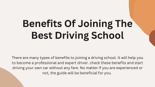 Benefits Of Joining The Best Driving School