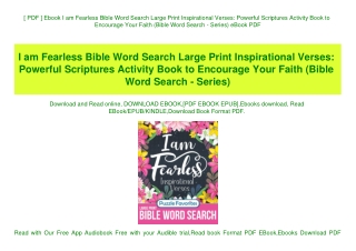 [ PDF ] Ebook I am Fearless Bible Word Search Large Print Inspirational Verses Powerful Scriptures Activity Book to Enco
