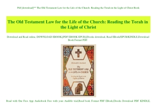 Pdf [download]^^ The Old Testament Law for the Life of the Church Reading the Torah in the Light of Christ Book
