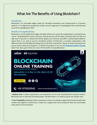 What Are The Benefits of Using Blockchain