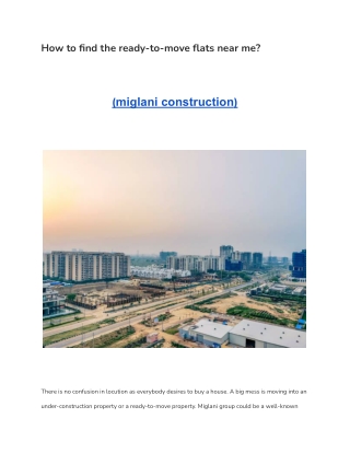 How to find the ready-to-move flats near me?