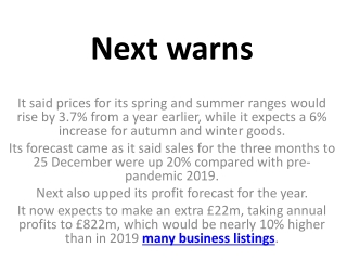 Next warns