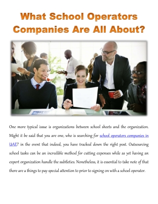 What School Operators Companies Are All About?