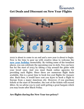 great deals and discount on new year flights