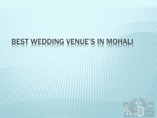 Best Wedding Venue's in Mohali