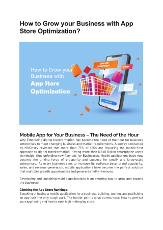 How to Grow your Business with App Store Optimization