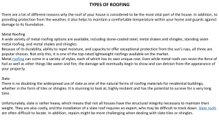 TYPES OF ROOFING