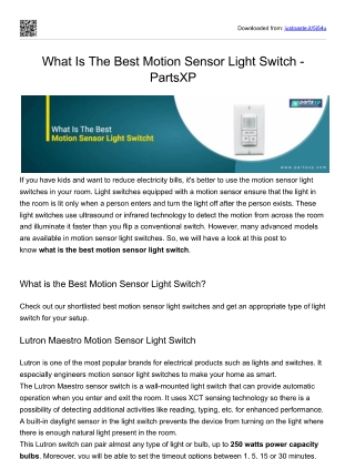 What is Best Motion Sensor Light Switch- PartsXP