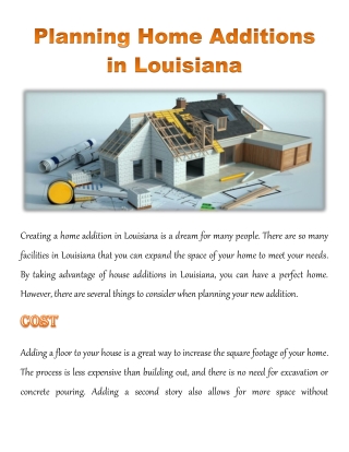 Planning Home Additions in Louisiana