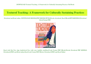 DOWNLOAD Textured Teaching A Framework for Culturally Sustaining Practices Full Book
