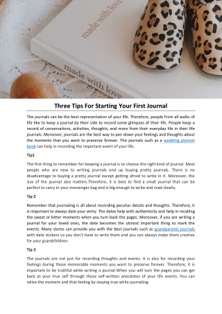 Three Tips For Starting Your First Journal