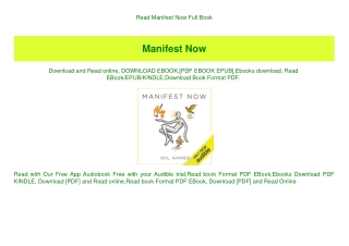 Read Manifest Now Full Book