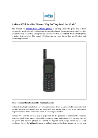 Iridium 9555 Satellite Phones: Why Do They Lead the World?
