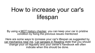 How to increase your car's lifespan