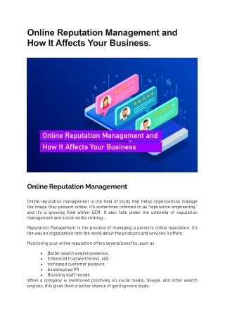 Online Reputation Management and How It Affects Your Business