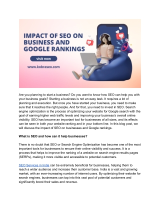 Impact Of SEO On Business And Google Rankings