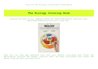 [R.E.A.D] The Biology Coloring Book [Free Ebook]