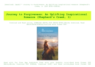 [download] [epub]^^ Journey to Forgiveness An Uplifting Inspirational Romance (Shepherd's Creek  1) [PDF EPUB KINDLE]