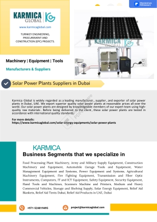 Solar Power Plants Suppliers in Dubai