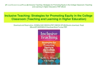[[F.r.e.e D.o.w.n.l.o.a.d R.e.a.d]] Inclusive Teaching Strategies for Promoting Equity in the College Classroom (Teachin