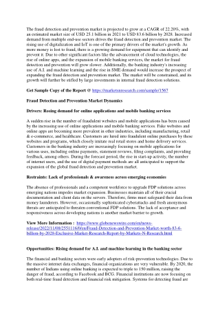Fraud Detection and Prevention Market Global Opportunity Analysis  Forecast 2028