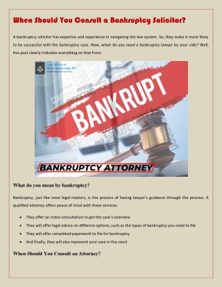 When Should You Consult a Bankruptcy Solicitor