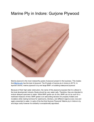 Marine Ply in Indore_ Gurjone Plywood