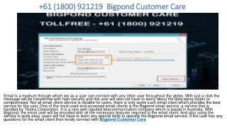 61 (1800) 921219 Bigpond Customer Service Number