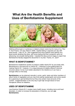 What Are the Health Benefits and Uses of Benfotiamine Supplement