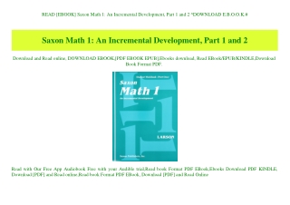 READ [EBOOK] Saxon Math 1 An Incremental Development  Part 1 and 2 ^DOWNLOAD E.B.O.O.K.#