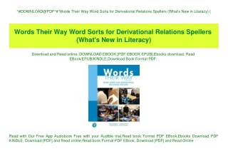 ^#DOWNLOAD@PDF^# Words Their Way Word Sorts for Derivational Relations Spellers (What's New in Literacy) (E.B.O.O.K. DOW