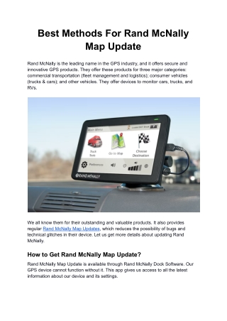 Best Methods For Rand McNally Map Update