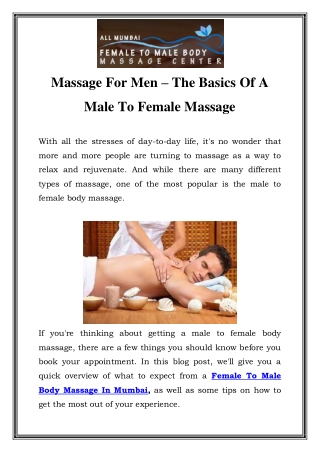 Female To Male Body Massage In Mumbai Call-9082092883