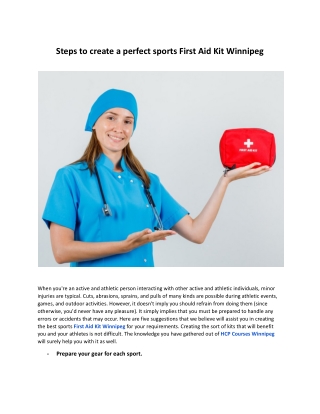 Steps to create a perfect sports First Aid Kit Winnipeg.docx