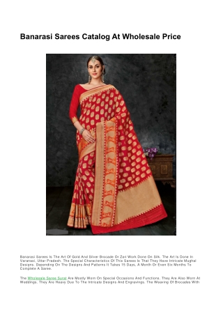 Banarasi Sarees Catalog At Wholesale Price - SM Creation