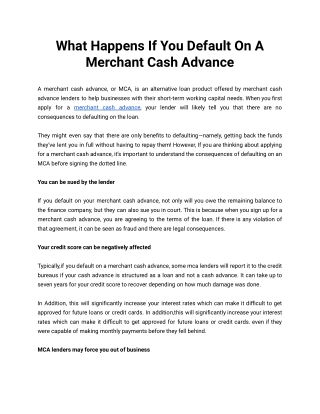 What Happens If You Default On A Merchant Cash Advance