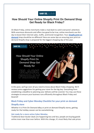 How Should Your Online Shopify Print On Demand Shop Get Ready for Black Friday?