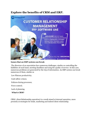 Explore the benefits of CRM and ERP.