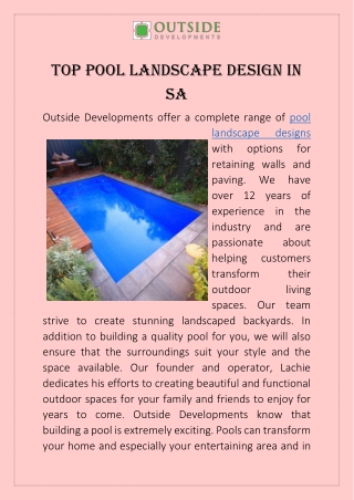 Top Pool Landscape Design in SA