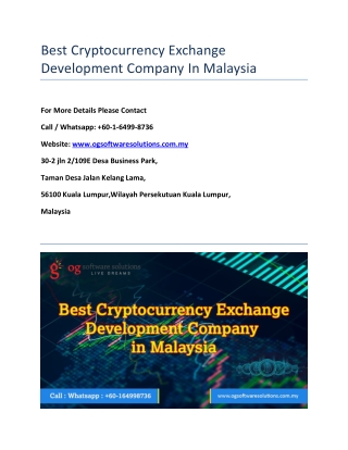Best Cryptocurrency Exchange Development Company In Malaysia