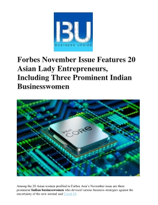 BU India - Forbes November Issue Features 20 Asian Lady Entrepreneurs, Including Three Prominent Indian Businesswomen