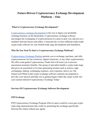Future-Driven Cryptocurrency Exchange Development  Platform  - Osiz