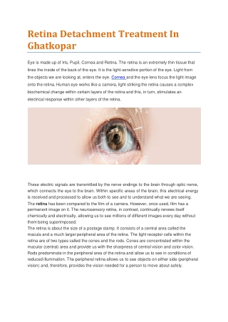 Retina Detachment Treatment In Ghatkopar