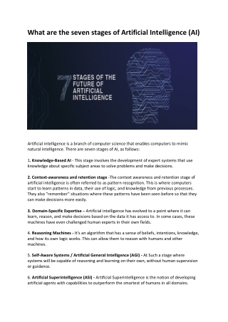 What are the seven stages of AI